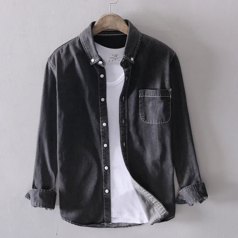 Heritage Cotton Denim Button-Down for Men