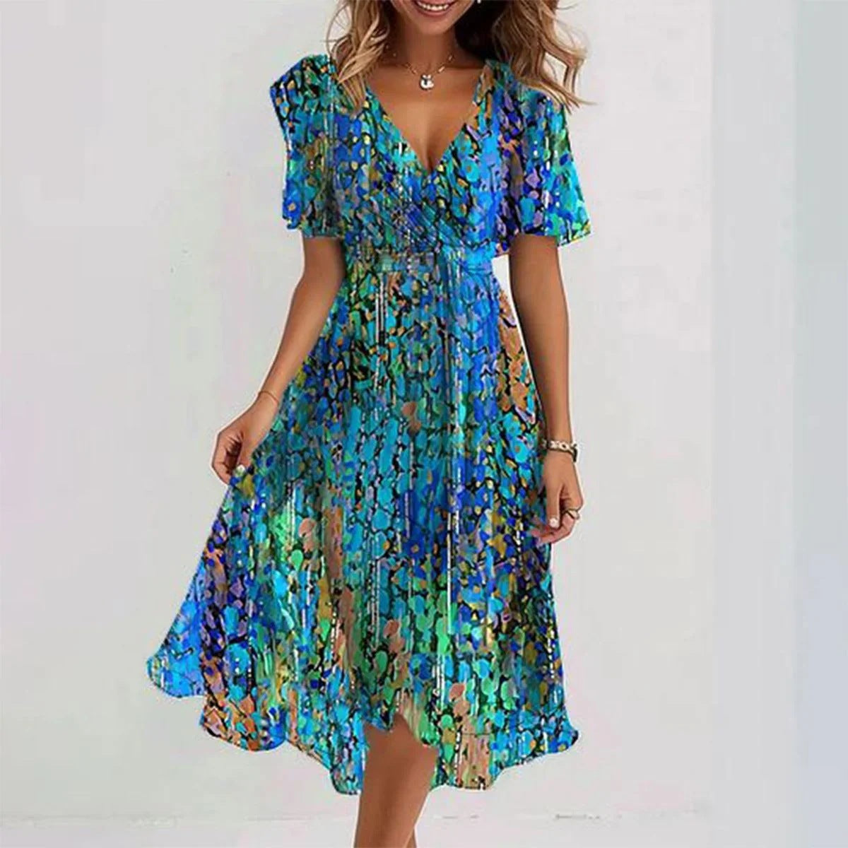 Amara Floral Women’s Midi Dress - Elegant