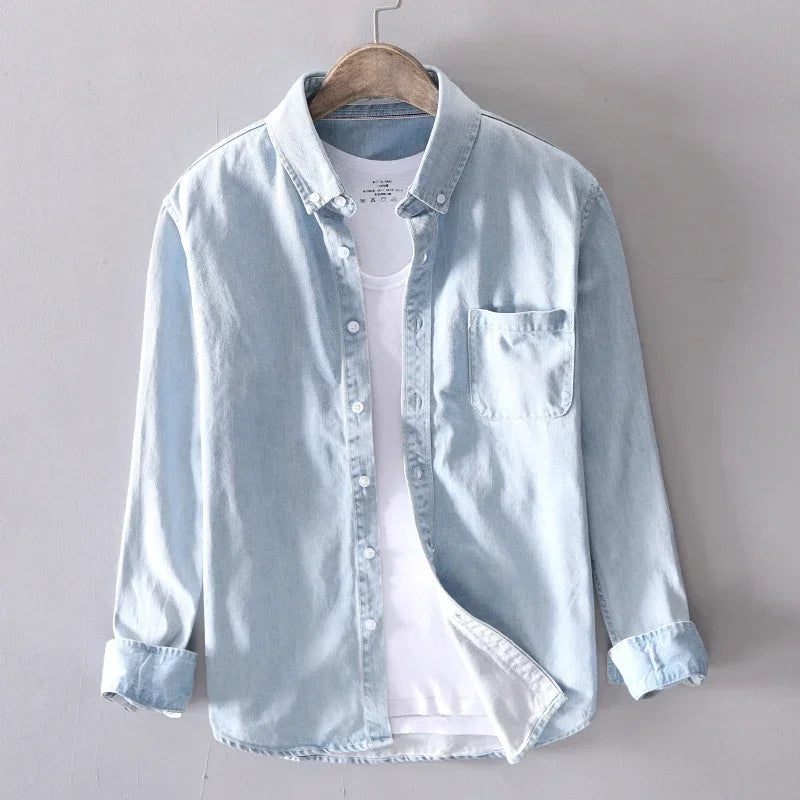 Heritage Cotton Denim Button-Down for Men