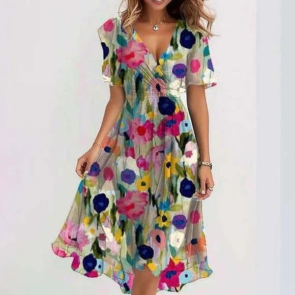 Amara Floral Women’s Midi Dress - Elegant