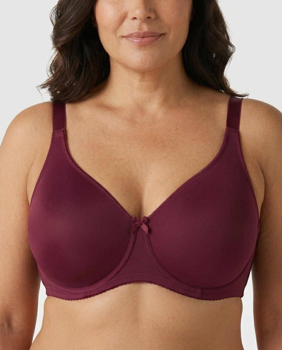 Elia Large Bust Full Coverage Support Bra Burgundy Wine Front Close Product Detail