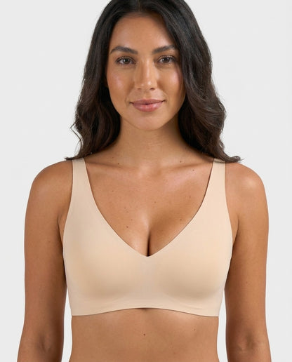 Sunlite Seamless V Neck Wireless Push Up Bra Nude Front