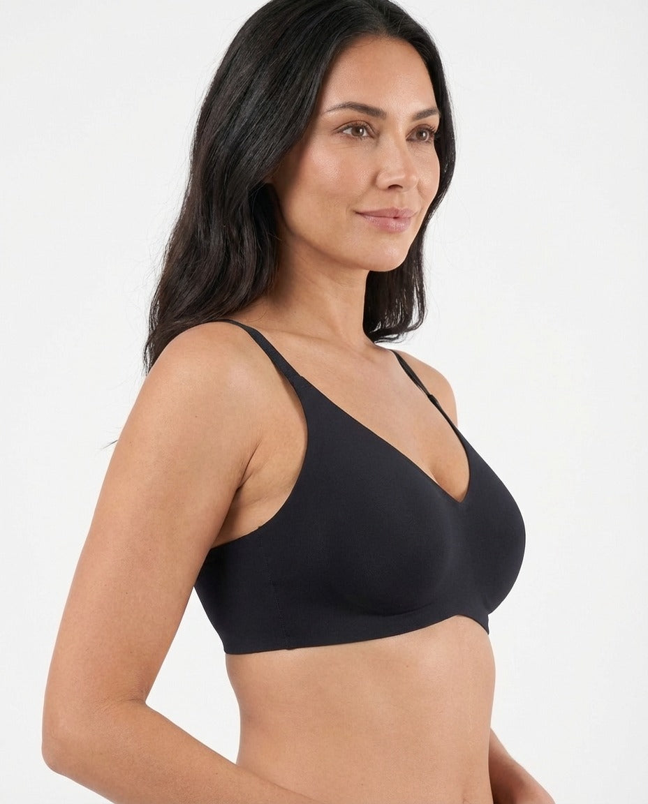 Solene Seamless Jelly Wireless Push Up Bra Black Side