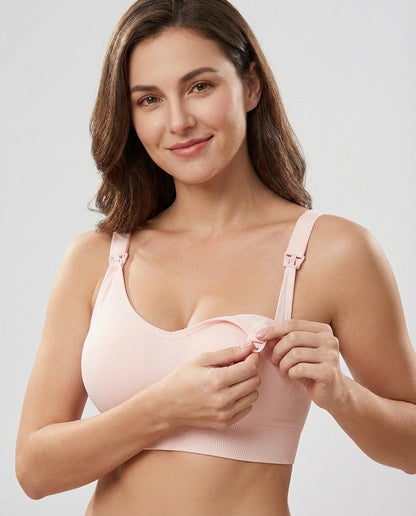 Celeste Seamless Clip Down Nursing Bra Pink Front 2