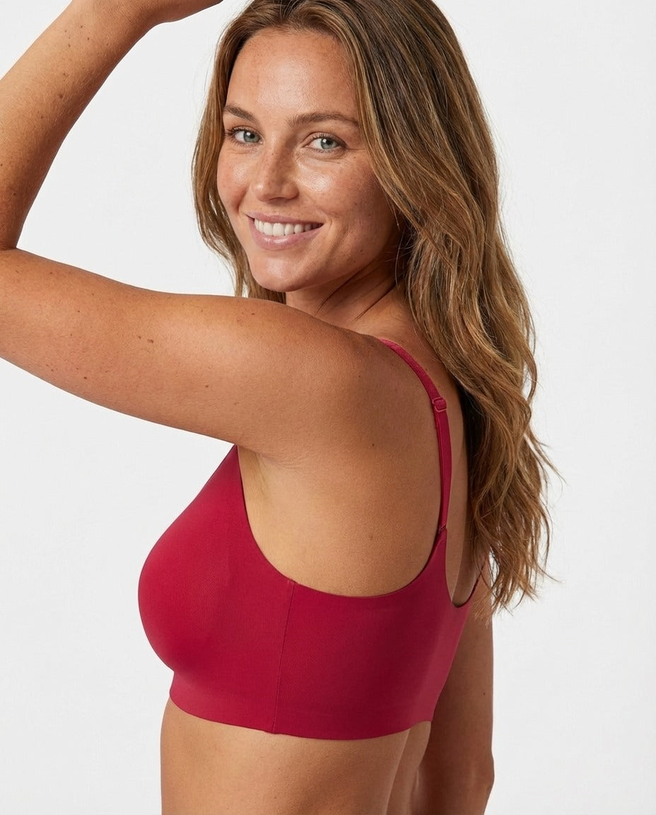 Solene Seamless Jelly Wireless Push Up Bra Red Back Support