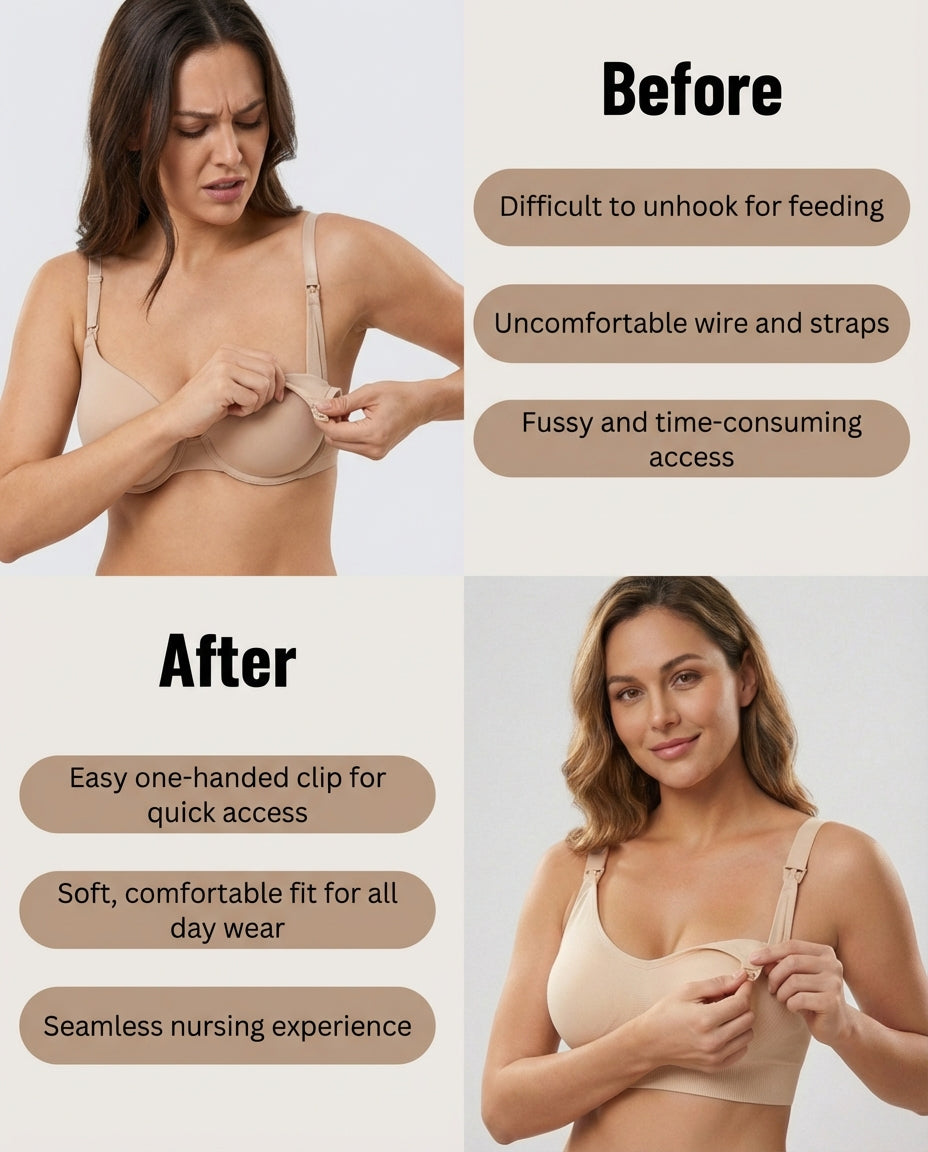 Celeste Seamless Clip Down Nursing Bra Before After