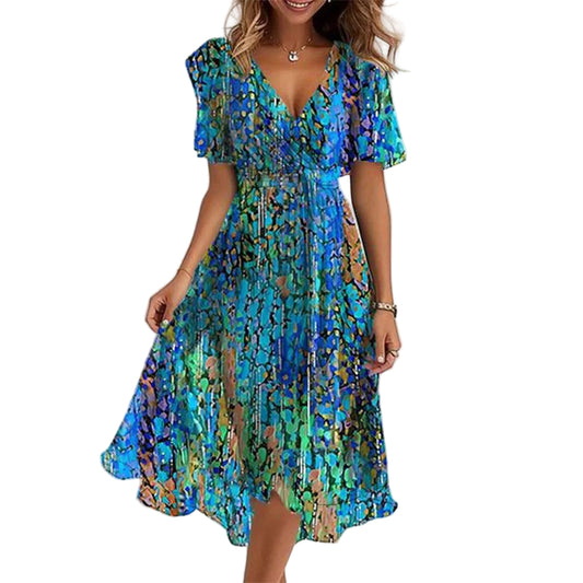 Amara Floral Women’s Midi Dress - Elegant
