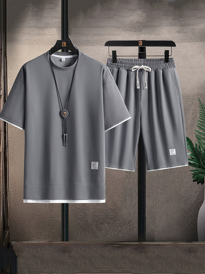 Men’s Waffle-Knit Lounge Set - T-Shirt & Shorts Fit