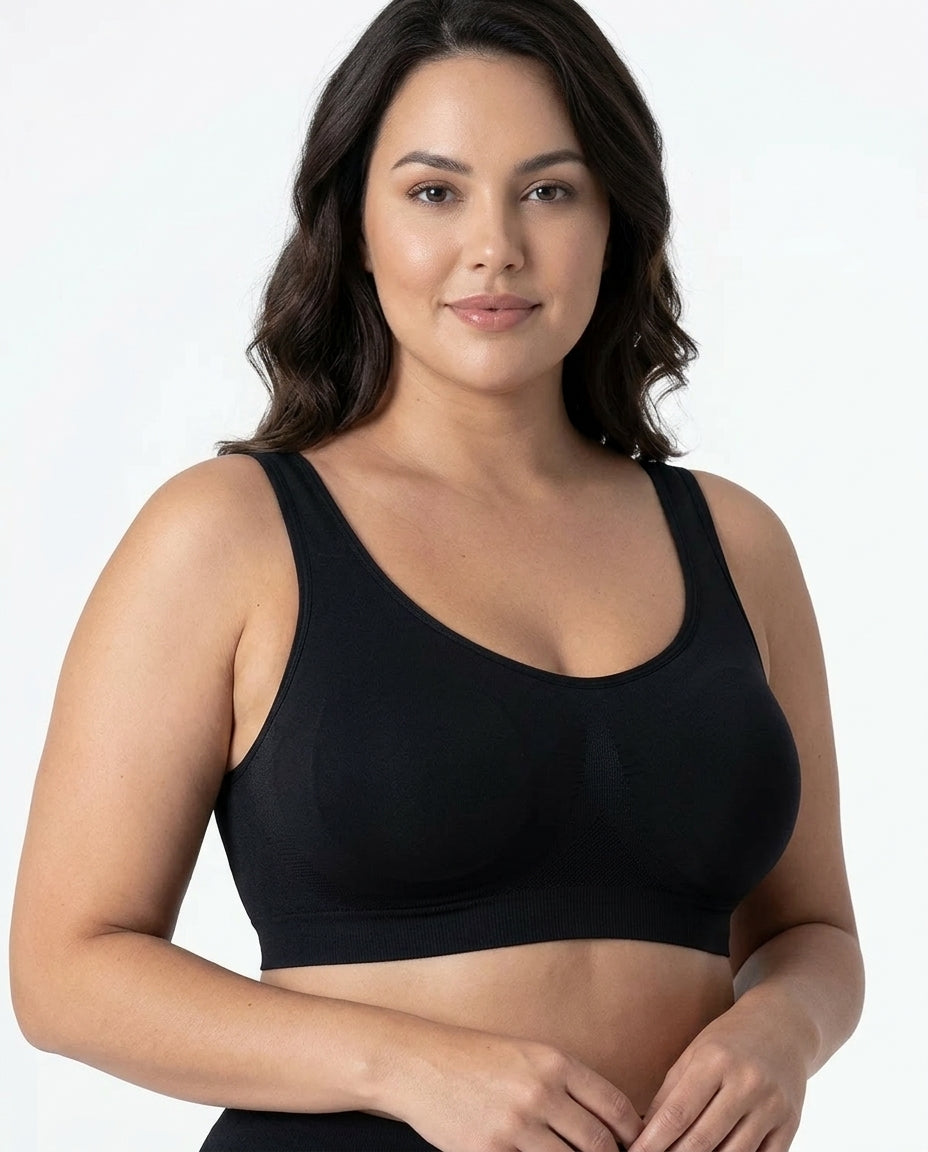Arielle Wirefree Sleep Bra Black Hero Front Australian Model