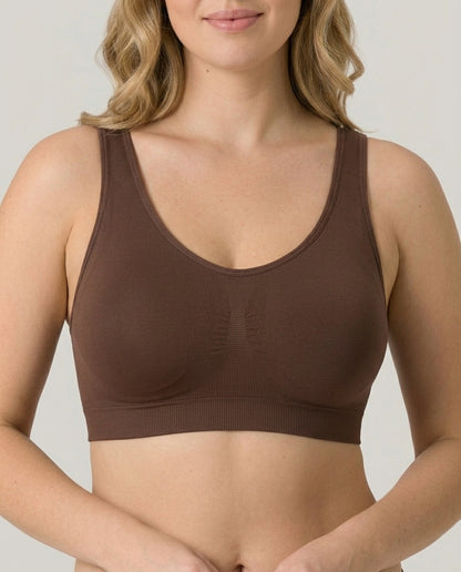 Arielle Wirefree Sleep Bra Cocoa Brown Front Close Product Detail