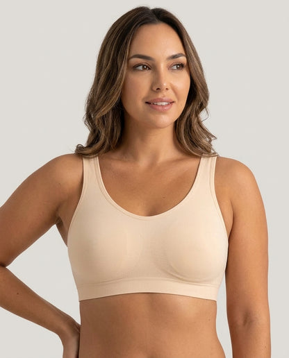 Arielle Wirefree Sleep Bra Cream Beige Hero Front Australian Model