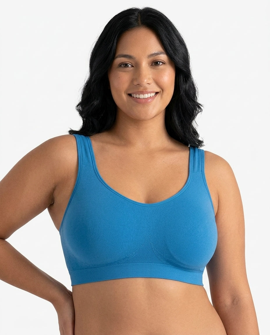Arielle Wirefree Sleep Bra Ocean Blue Hero Front Australian Model