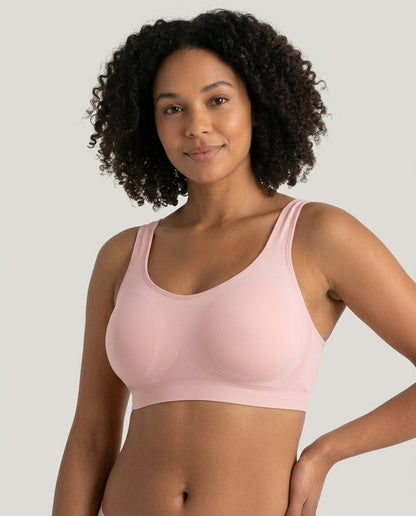 Arielle Wirefree Sleep Bra Soft Pink Three Quarter Comfort Fit Detail