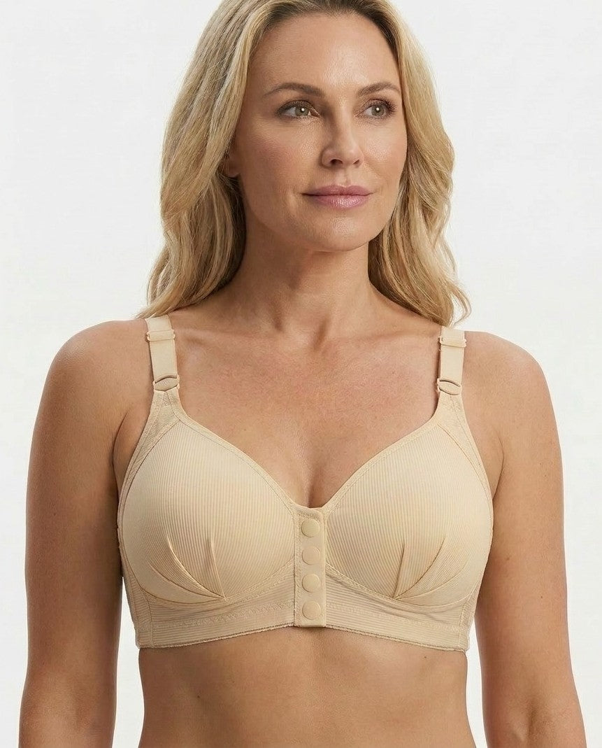Aurelia Front-Closure Bra in nude - front detail