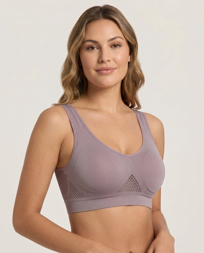 Ava Airflow Wirefree Comfort Bra Dusty Mauve Model Front
