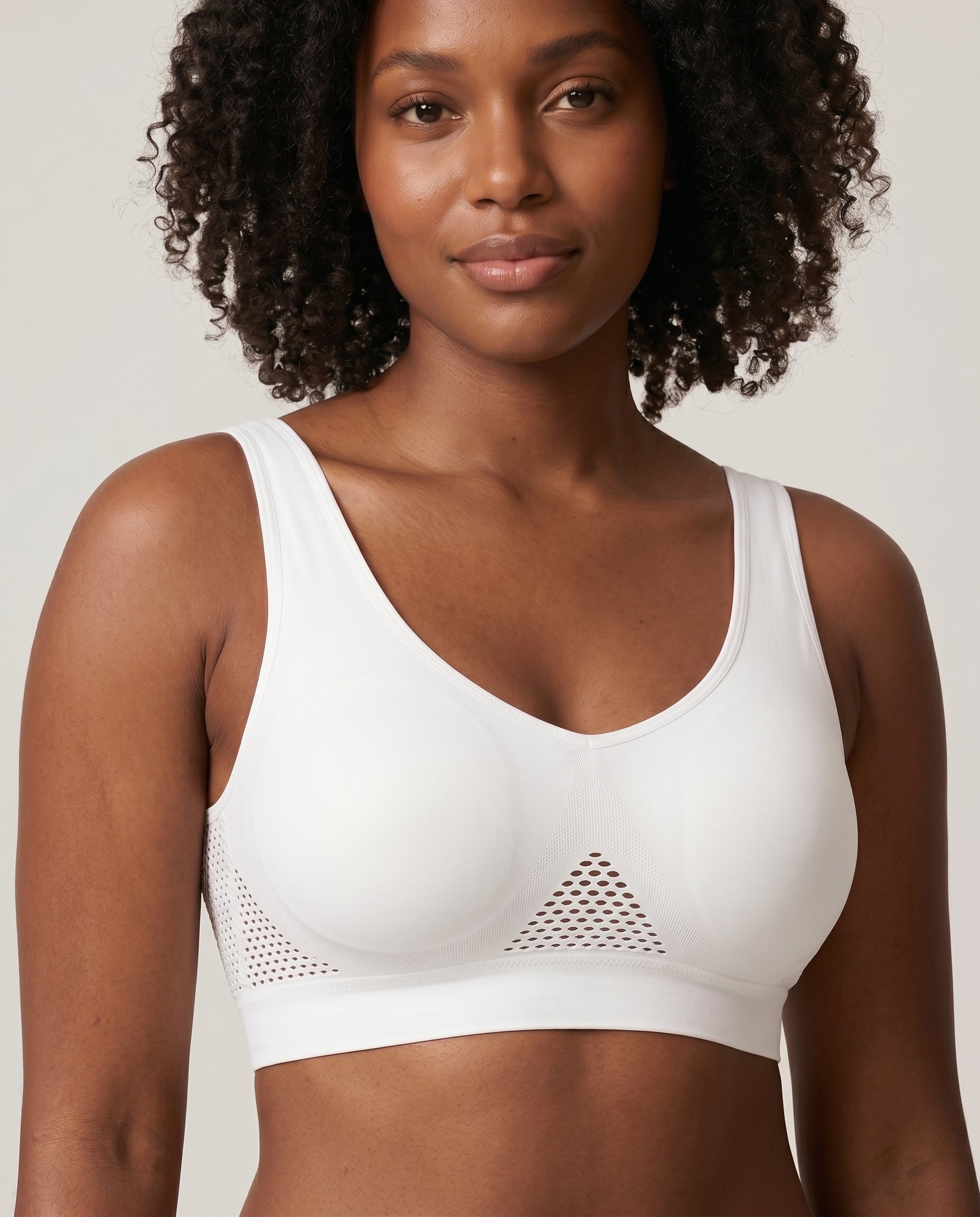 Ava Airflow Wirefree Comfort Bra White Support Detail