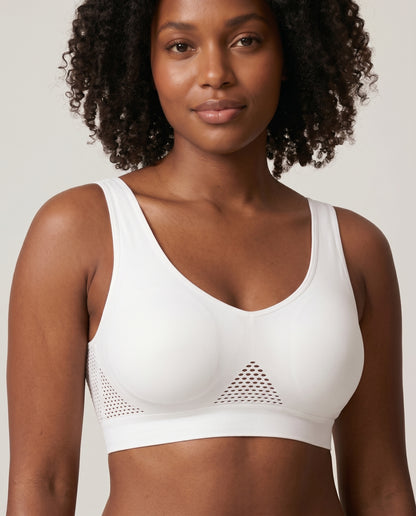 Ava Airflow Wirefree Comfort Bra White Support Detail