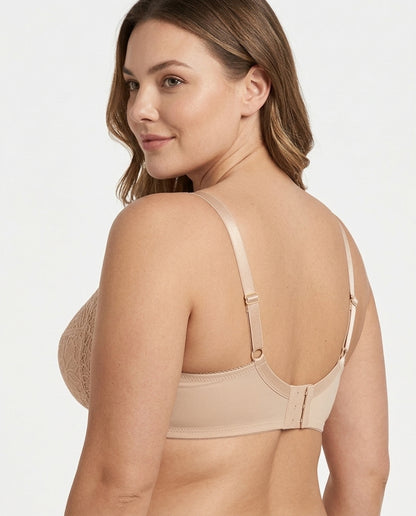 Bianca Floral Underwire Womens Bra Nude Beige Side Back Hook Strap Detail