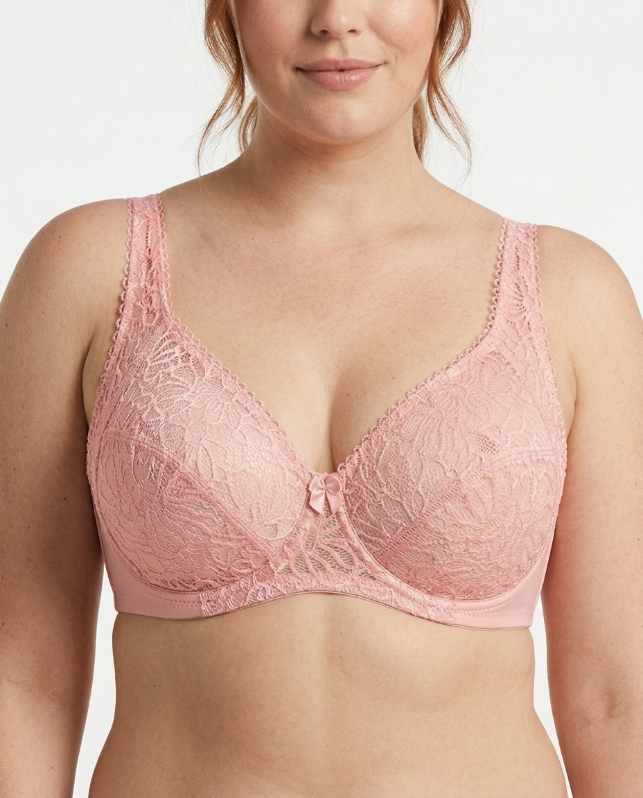 Bianca Floral Underwire Womens Bra Pink Front Close Product Detail