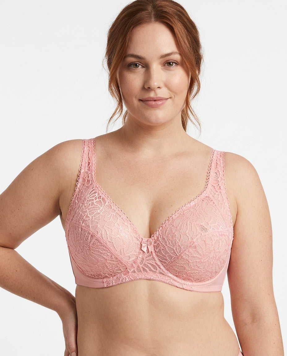 Bianca Floral Underwire Womens Bra Pink Hero Front Australian Model