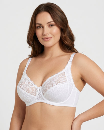 Bianca Floral Underwire Womens Bra White Hero Front Australian Model