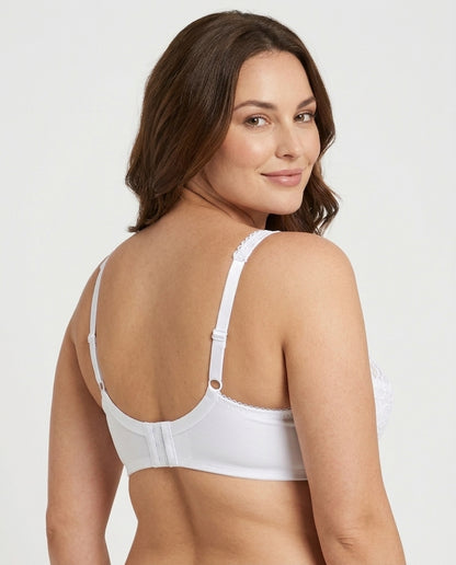 Bianca Floral Underwire Womens Bra White Side Back Hook Strap Detail