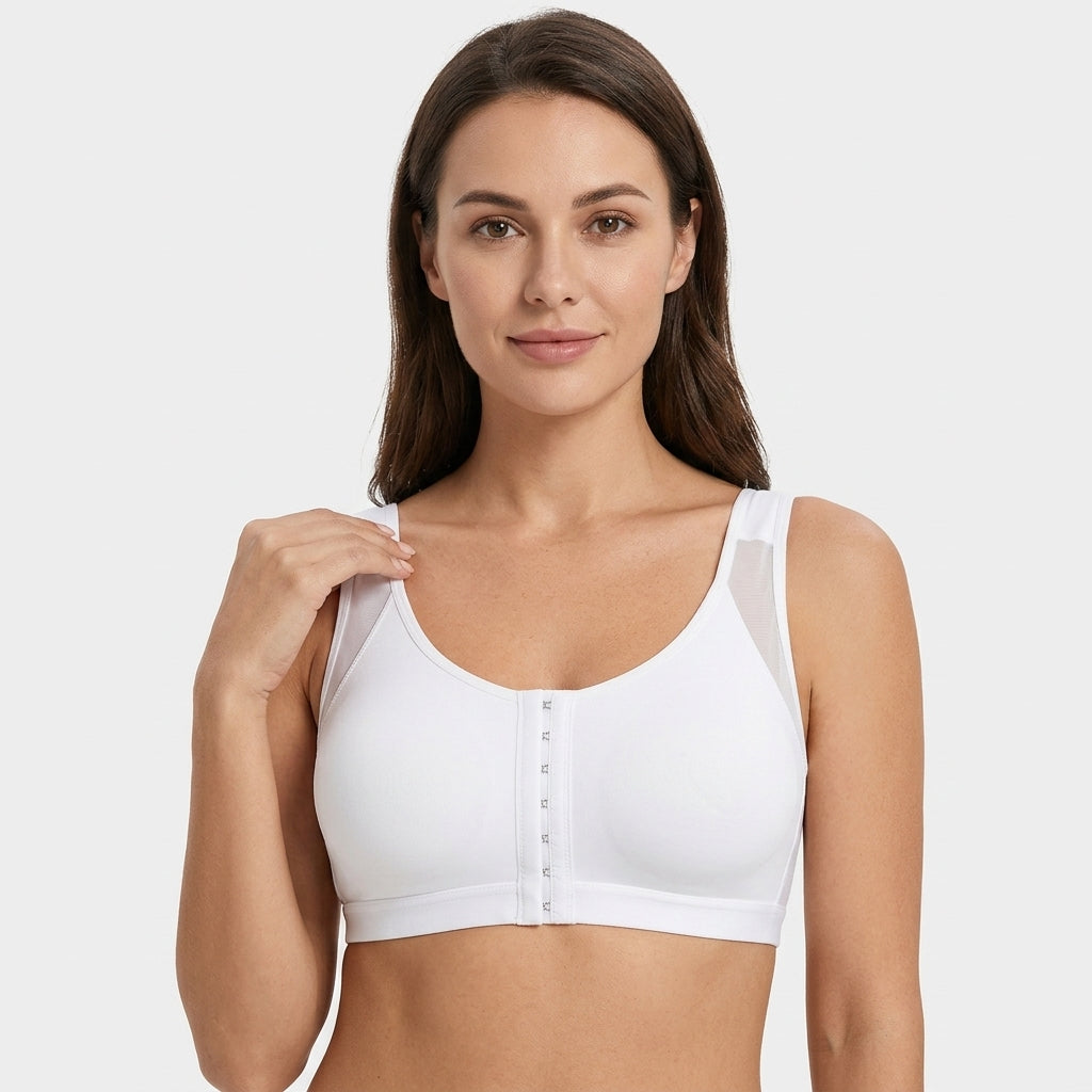 Calira Front Closure Full Coverage Bra White Front