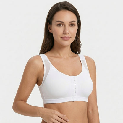Calira Front Closure Full Coverage Bra White Three Quarter