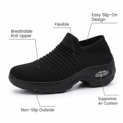 Carestep Non Slip Nursing Shoes For Women Colour All Black Feature Diagram