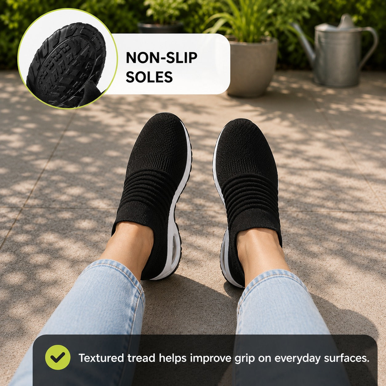 Carestep Non Slip Nursing Shoes For Women Colour All Black Non Slip Sole Lifestyle