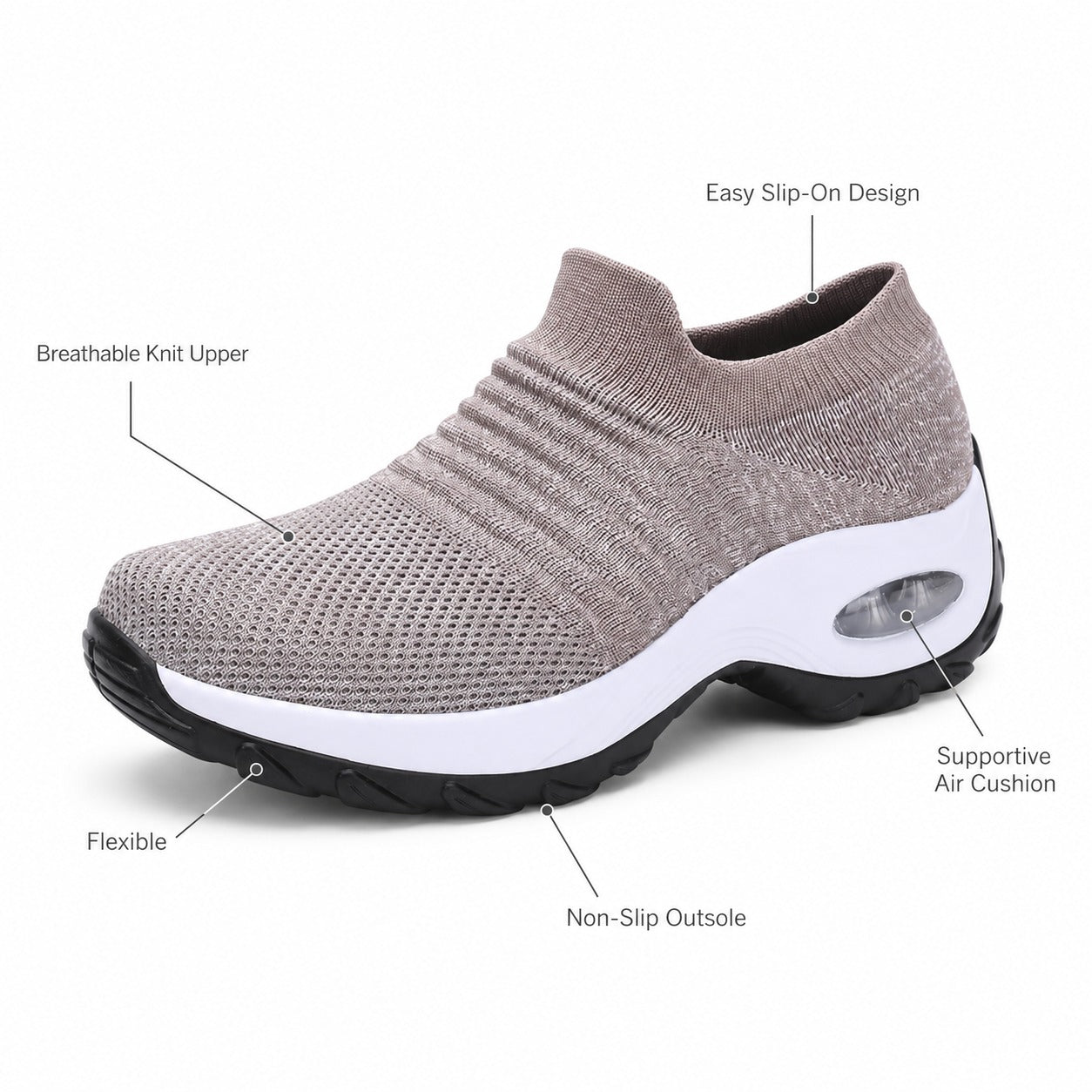 Carestep Non Slip Nursing Shoes For Women Colour Grey Feature Diagram