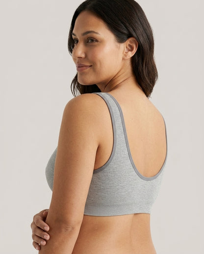 Carla Ribbed Maternity Nursing Bra Gray Back Scoop Strap Detail