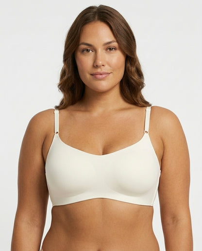 Clara Smooth Scoop Wirefree Bra Ivory Front Close Detail