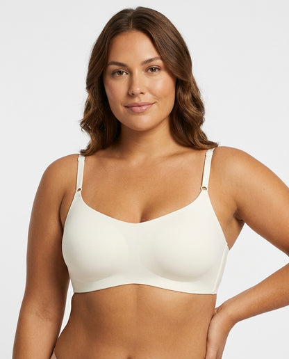 Clara Smooth Scoop Wirefree Bra Ivory Model Front