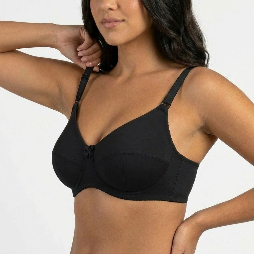 Cora Full Coverage Minimizer Plus Bra Black Side Support