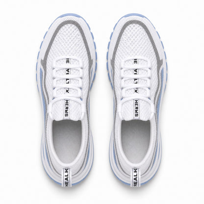 Cora Supportive Lace Up Walking Shoes For Women White Light Blue Top Down Detail