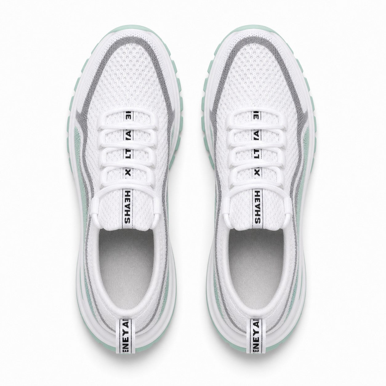 Cora Supportive Lace Up Walking Shoes For Women White Mint Top Down Detail
