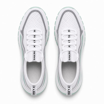 Cora Supportive Lace Up Walking Shoes For Women White Mint Top Down Detail