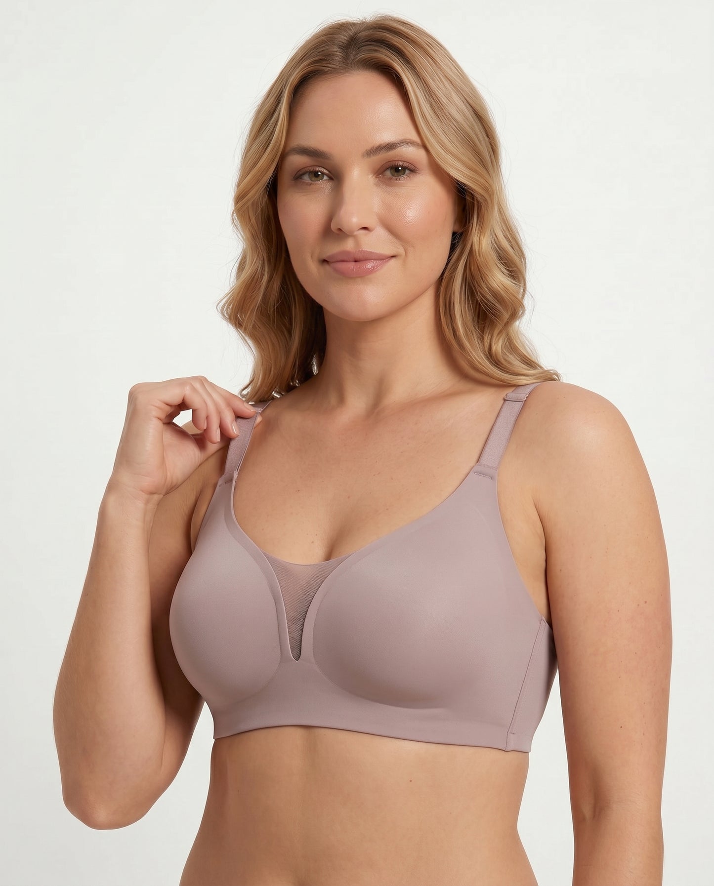 Demi Seamless Smoothing Wireless Bra Dusty Mauve Three Quarter