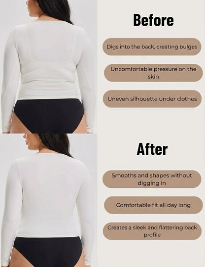 Elara Deep V Push Up Seamless Wireless Jelly Bra Back Smoothing Before After