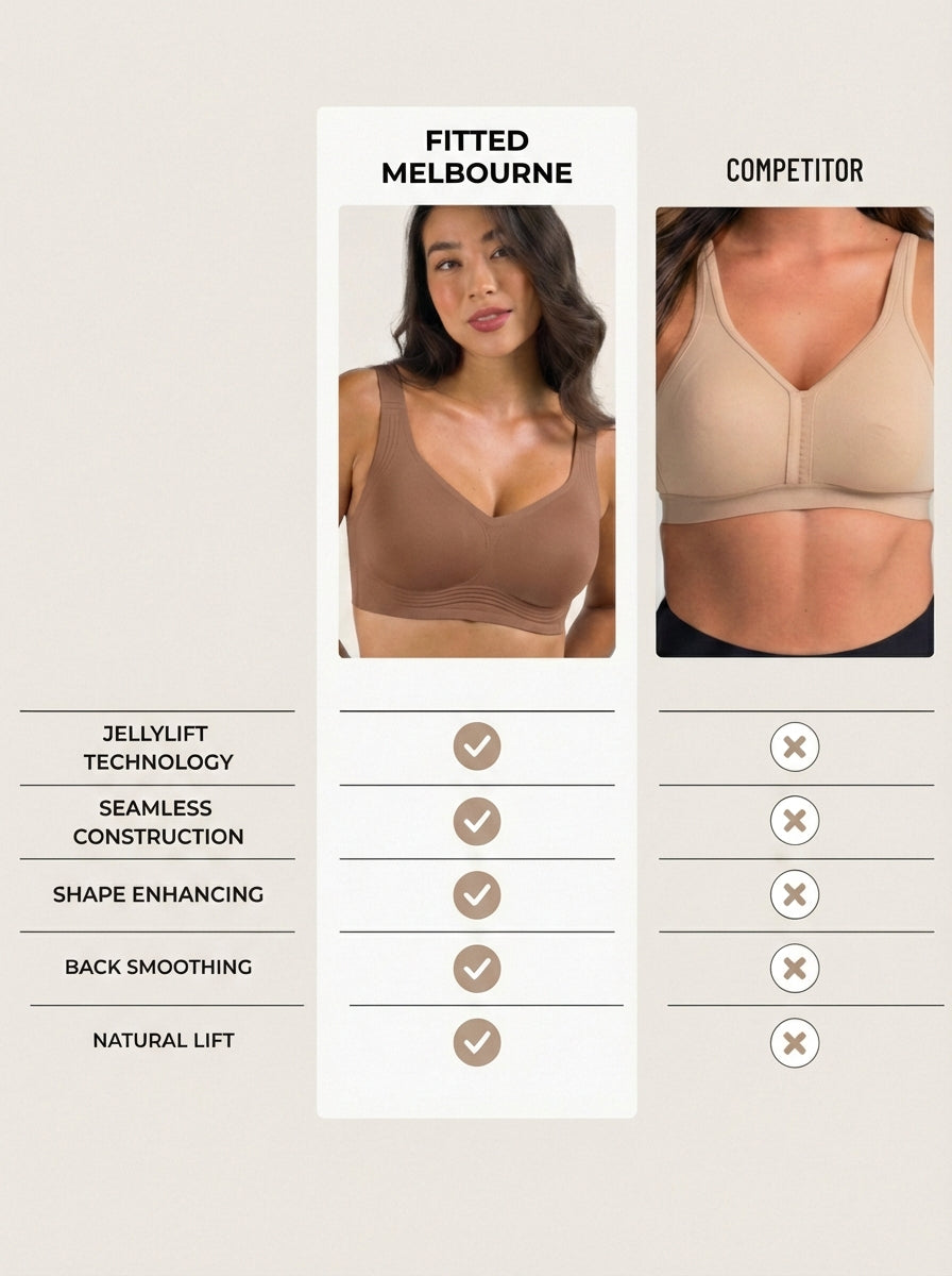 Elara Deep V Push Up Seamless Wireless Jelly Bra Fit Comparison