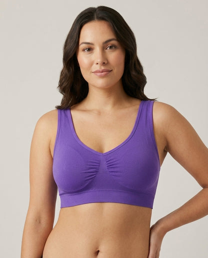 Eleni Ruched Wirefree Bralette Purple Ruched Detail
