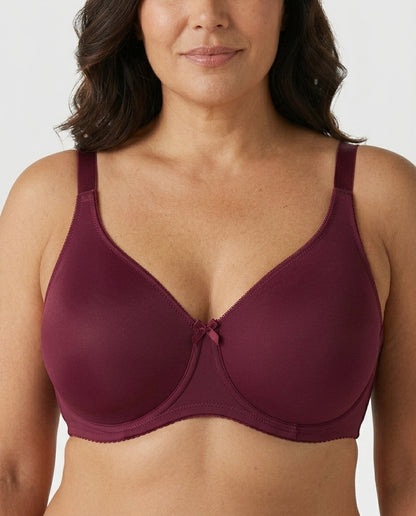 Elia Large Bust Full Coverage Support Bra Burgundy Wine Front Close Product Detail