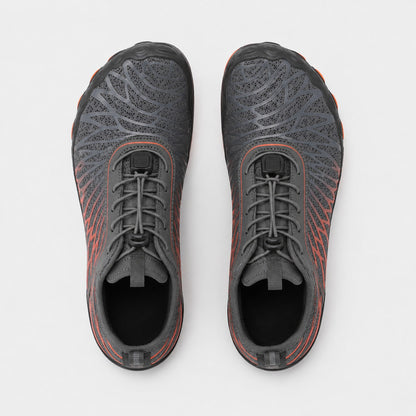 Flux Flexible Sole Barefoot Shoes For Women Colour Grey Orange Top Down Detail