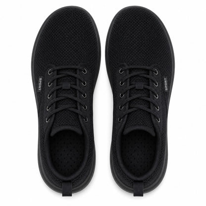 Freestep Womens Wide Toe Walking Shoes Black Top Down Detail
