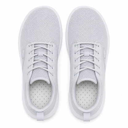 Freestep Womens Wide Toe Walking Shoes Light Gray Top Down Detail