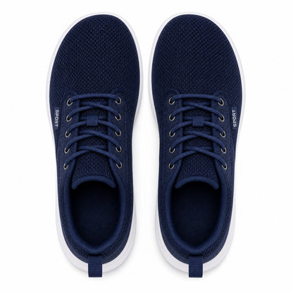 Freestep Womens Wide Toe Walking Shoes Navy Blue Top Down Detail