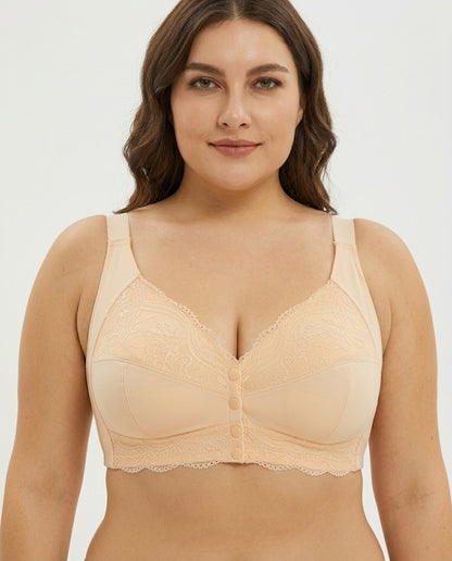 Freya Lace Front Closure Support Bra Nude Front Close Detail