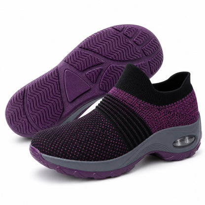 Grace Womens Orthopedic Comfort Shoes Purple Knit Front Hero Pair Sole