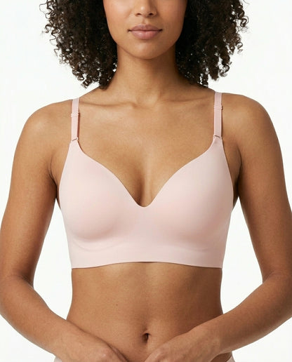 Ivy Deep V Thin Strap Bralette Soft Pink Front Close Product Detail